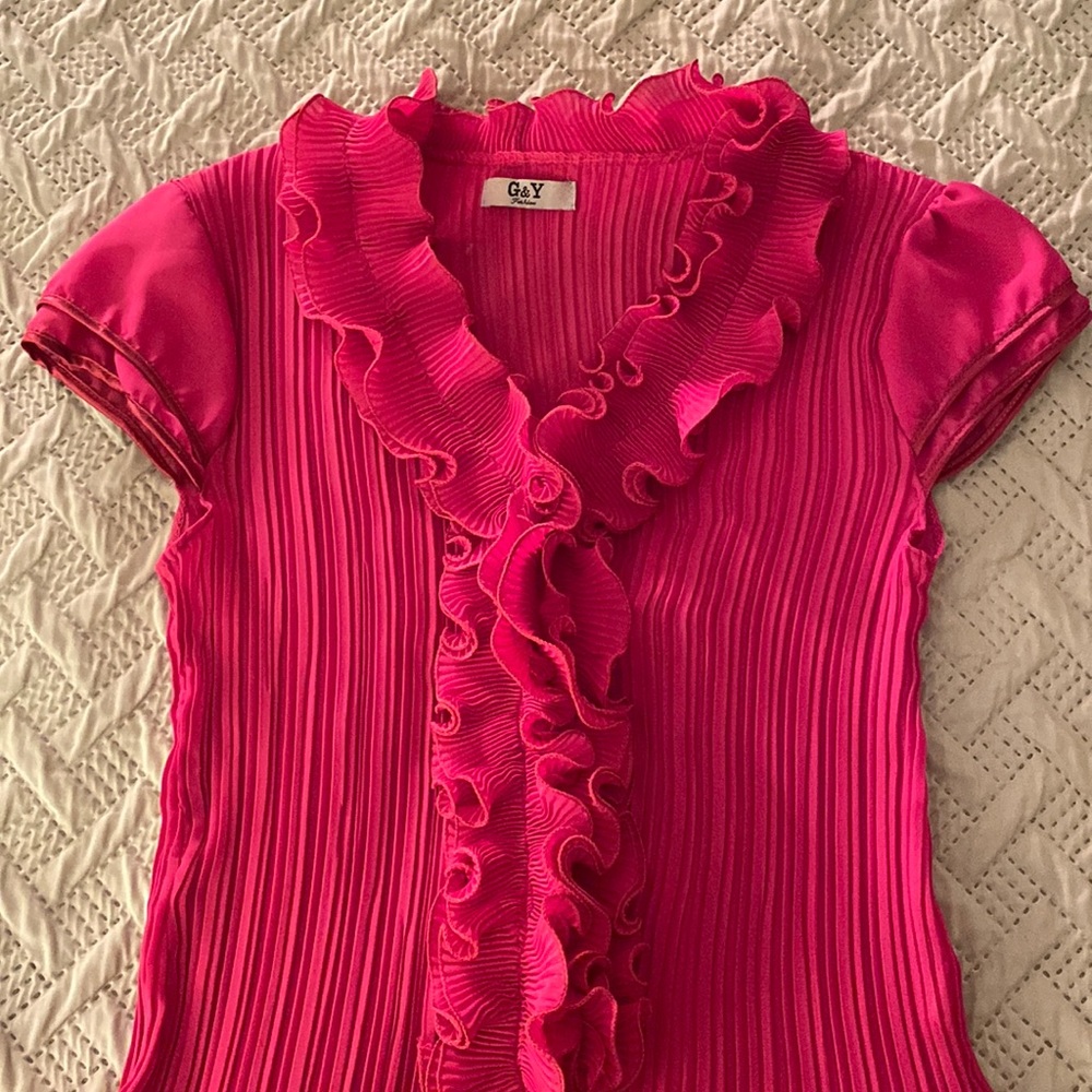 Pink short sleeve blouse